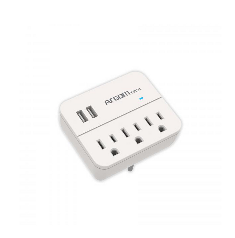 Regleta 3 outlet y 2 USB port 110V ARG-AC-0266WT Marca: ARGOM