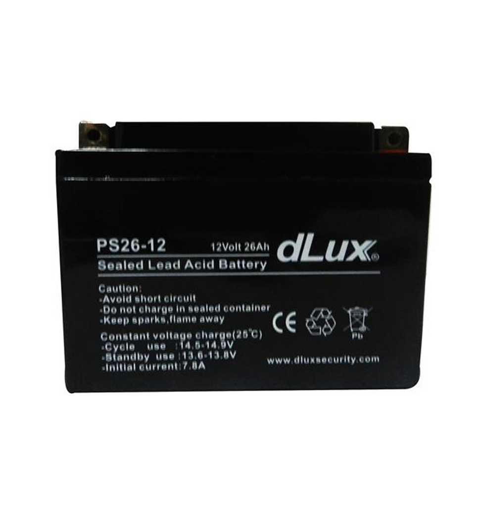 Batería de 12 Voltios 26 Amp Marca: DLux.