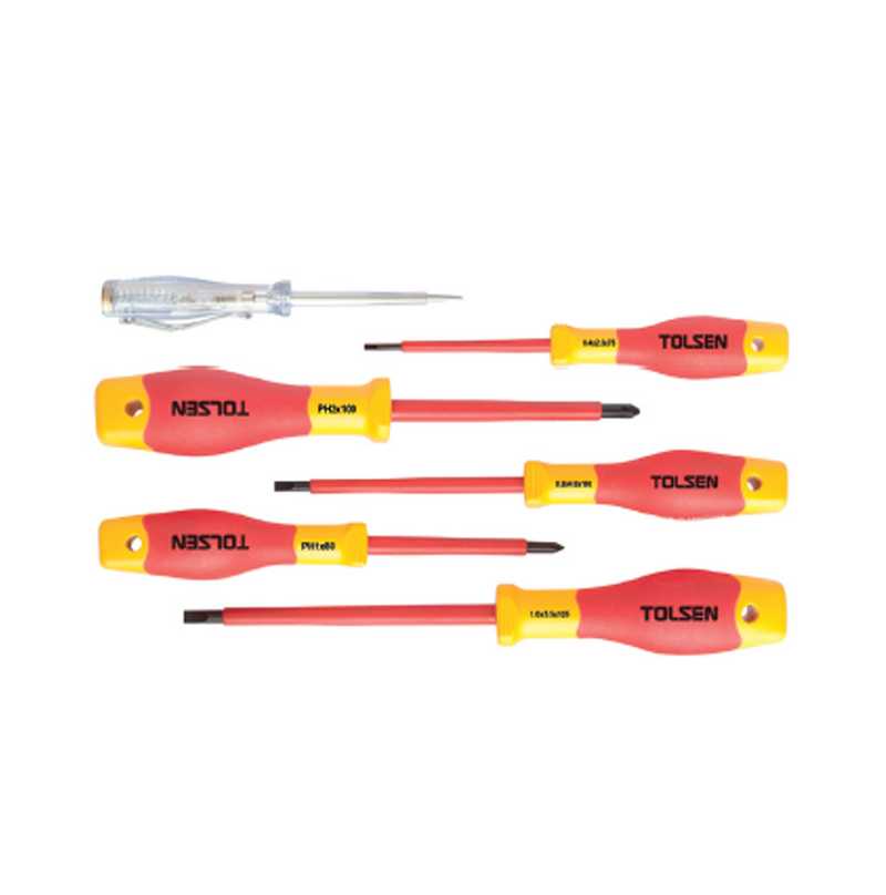Destornilladores 5 unidades con probador de fase V33506 Marca: TOLSEN