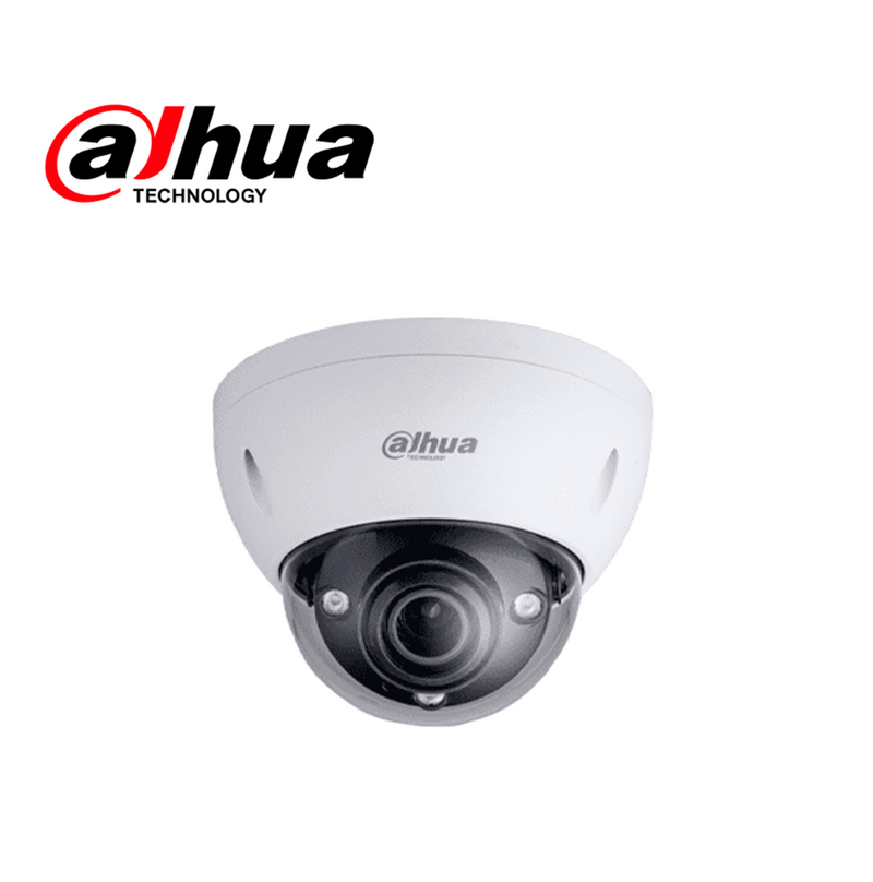 Cámara Minidomo IP 2MP con cupula, lente moto 2.7-12MM IR50M IK10 SD EPOE. Marca Dahua