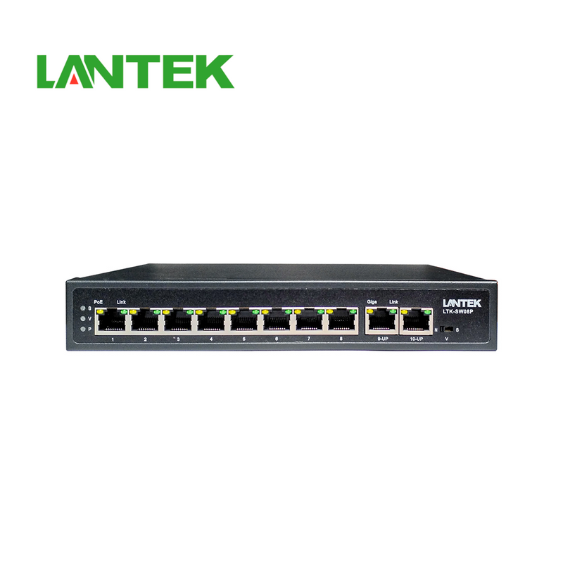 Switch PoE 8FE + 2GE, 1 y 2 60W LTK-SW08P Marca: Lantek