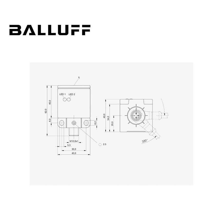 Detector de proximidad inductivo versión cuadrada 40mm PNP contacto NA/NC IP65  BES0217 Marca: Balluff