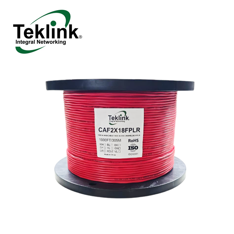 Cable de alarma incendio de 18 18AWG 2 HILOS 305MTS UL CAF2X18FPLR Marca: Teklink