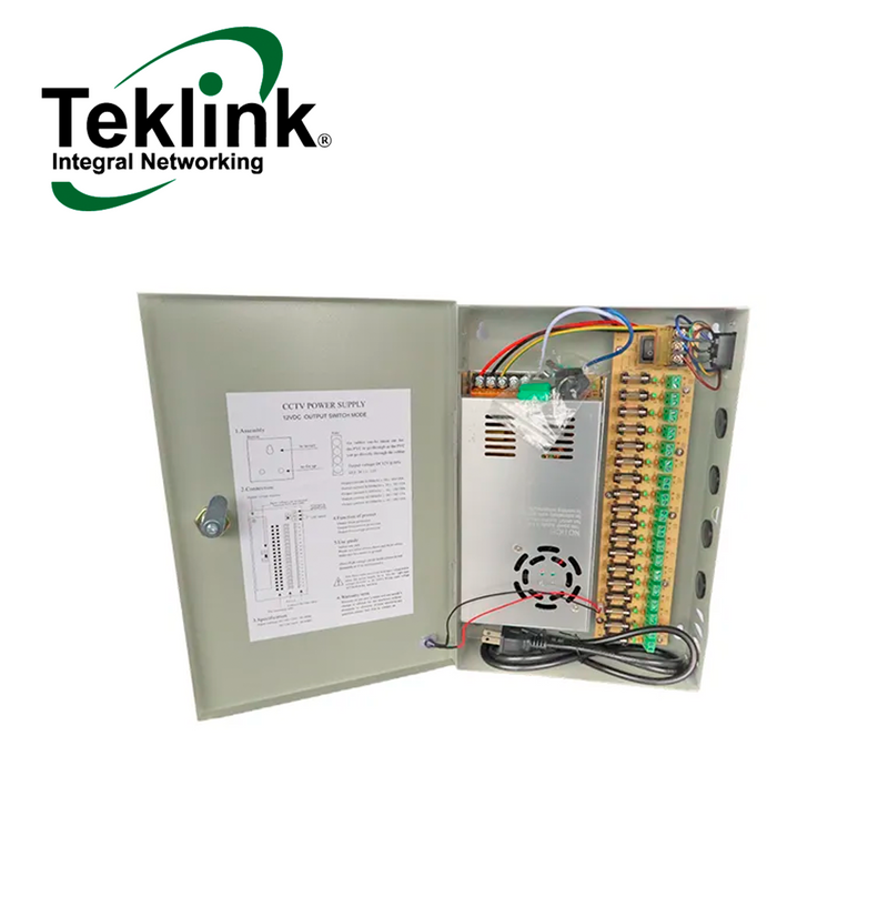 Fuente de poder centralizada 12 voltios 30 amperios 18CH Marca: Teklink