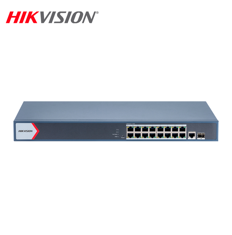 Switch Gigabit Smart PoE de 16 Puertos con Uplink RJ45 y SFP DS-3E1518P-EI/M Marca: Hikvision