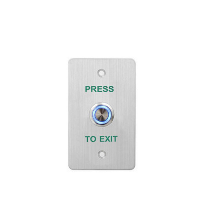 Botón de salida con luz grande NO/NC/COM acero inoxidable texto presione para salir