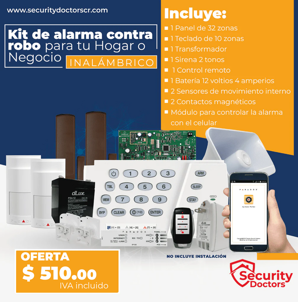 Kit de sistema de alarma Ajax inalámbrico para su hogar o negocio