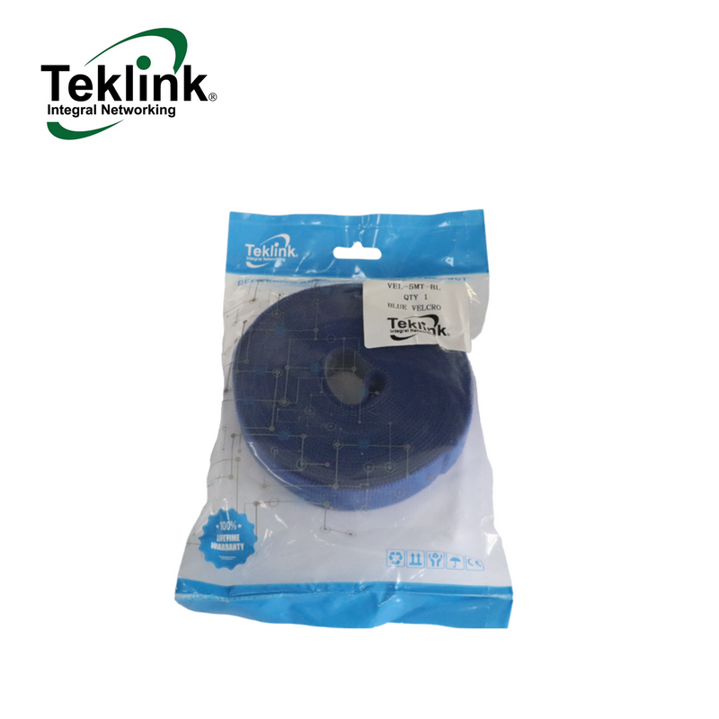 Rollo de velcro 5 metros color azul Marca: Teklink