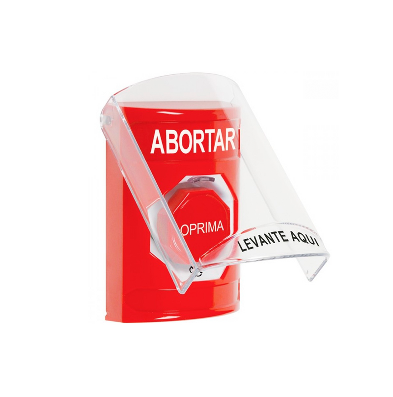Estación de emergencia tipo botón de enclavamiento leyenda de ABORTAR Español STI-SS2029AB-ES Marca: STI