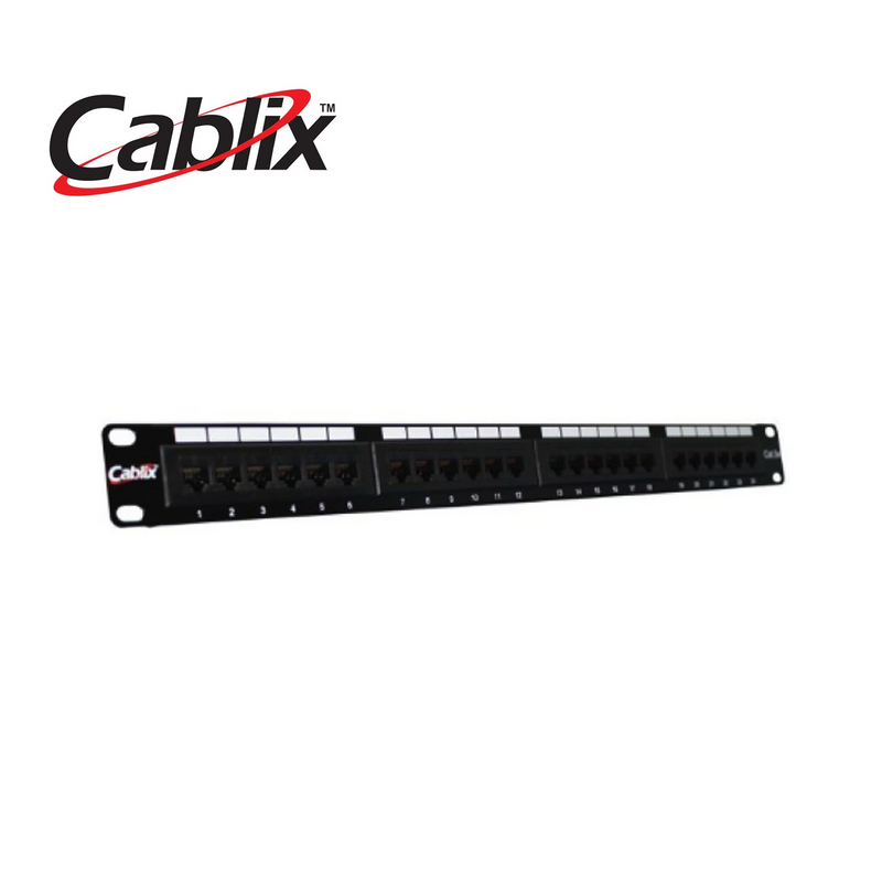 Patch panel CAT5e UTP 24 puertos 110 IDC color negro Marca: Cablix