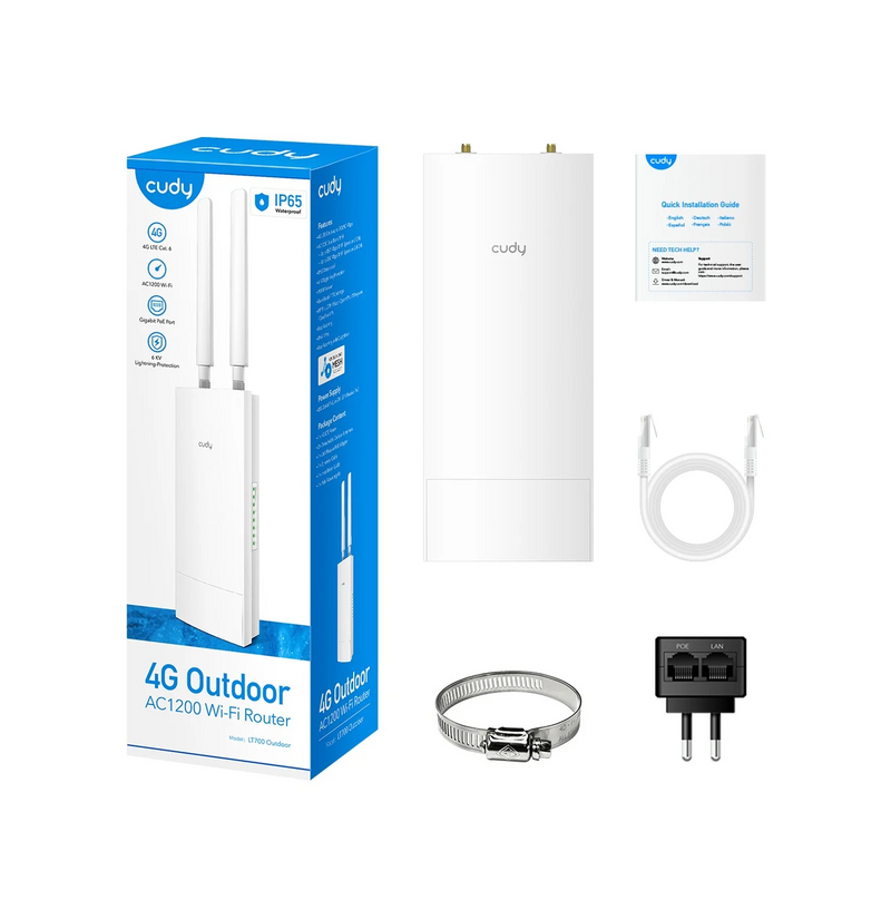 Router LT700 OUTDOOR_EU 1.0 5GHZ Wi-Fi 4G LTE Cat6 con antena desmontable Marca: CUDY
