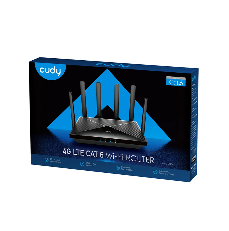 Router de 4 puertos LT700-EU AC1200 Wi-Fi 4G LTE Cat6 Marca: CUDY