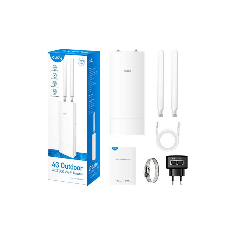Router de 1 puerto LT500 OUTDOOR-AU Wi-Fi 4G LTE Cat4 300M+ 876M Marca: CUDY