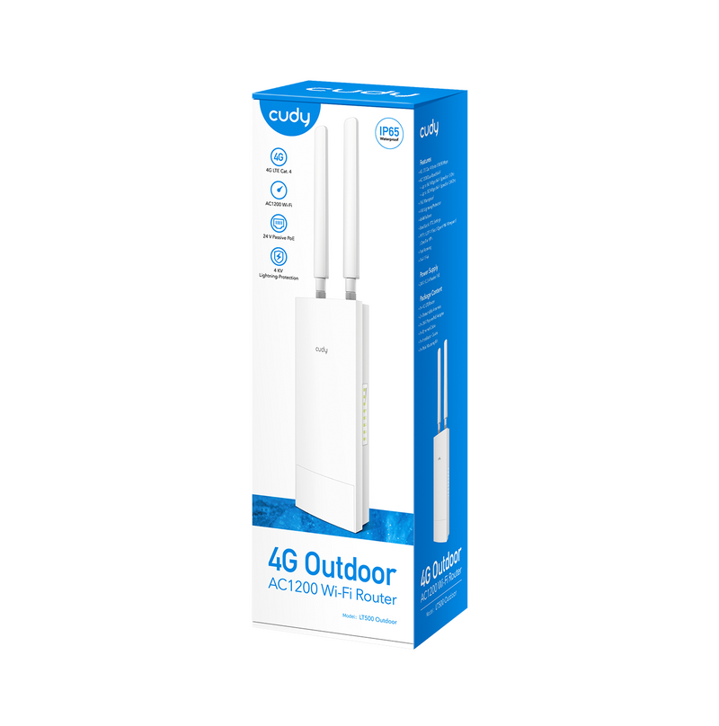 Router de 1 puerto LT500 OUTDOOR-AU Wi-Fi 4G LTE Cat4 300M+ 876M Marca: CUDY