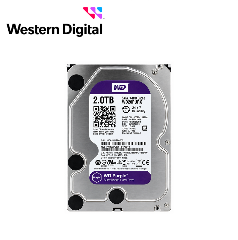 Disco duro 2TB para videovigilancia Purple HDD2000 Marca: WD