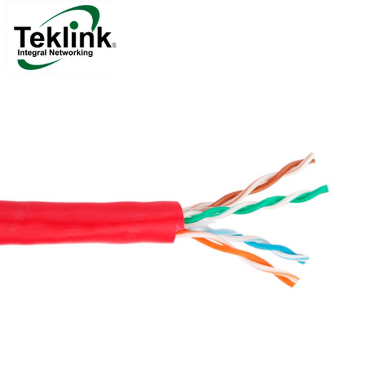 Cable UTP CAT6 para interiores 23AWG 100% cobre UL&ETL color rojo Marca: Teklink