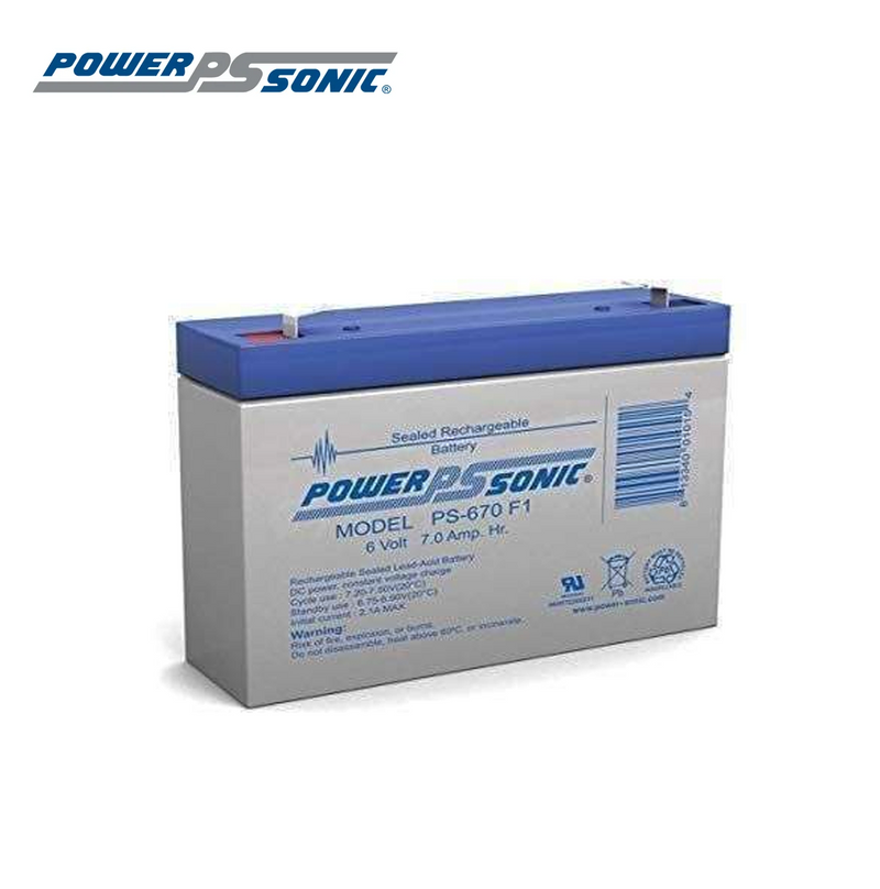 Batería recargable de 6V 7AH PS-670F2 Marca: Power Sonic