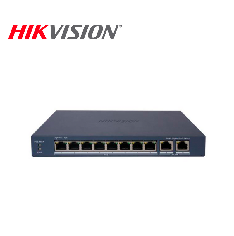 Switch 8 puertos Gigabit PoE Y 2 puertos RJ45 20 GBPS administrable DS-3E1510P-EI(O-STD)V2 (E) Marca: Hikvision
