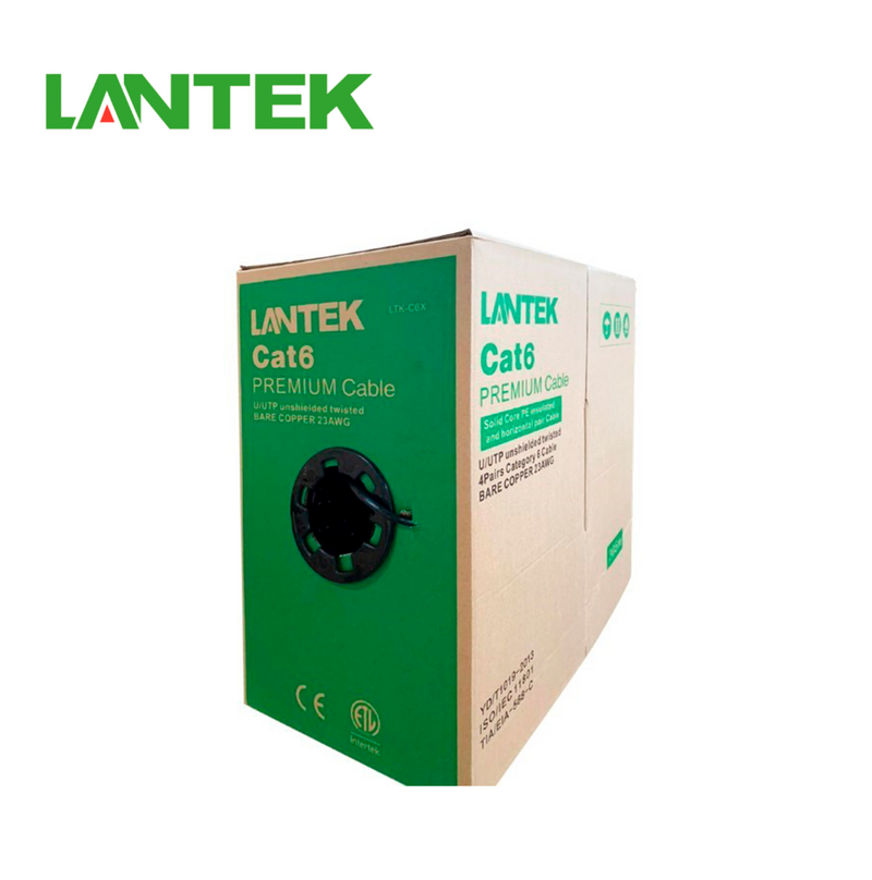 Cable UTP Cat6 CMX Indoor / Outdoor Negro 24 AWG Caja 305mtrs LTK-C6X V3 Marca: Lantek