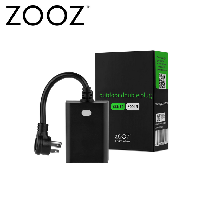 Enchufe doble para exteriores de largo alcance serie 800 Z-Wave ZEN14 800LR Marca: ZOOZ