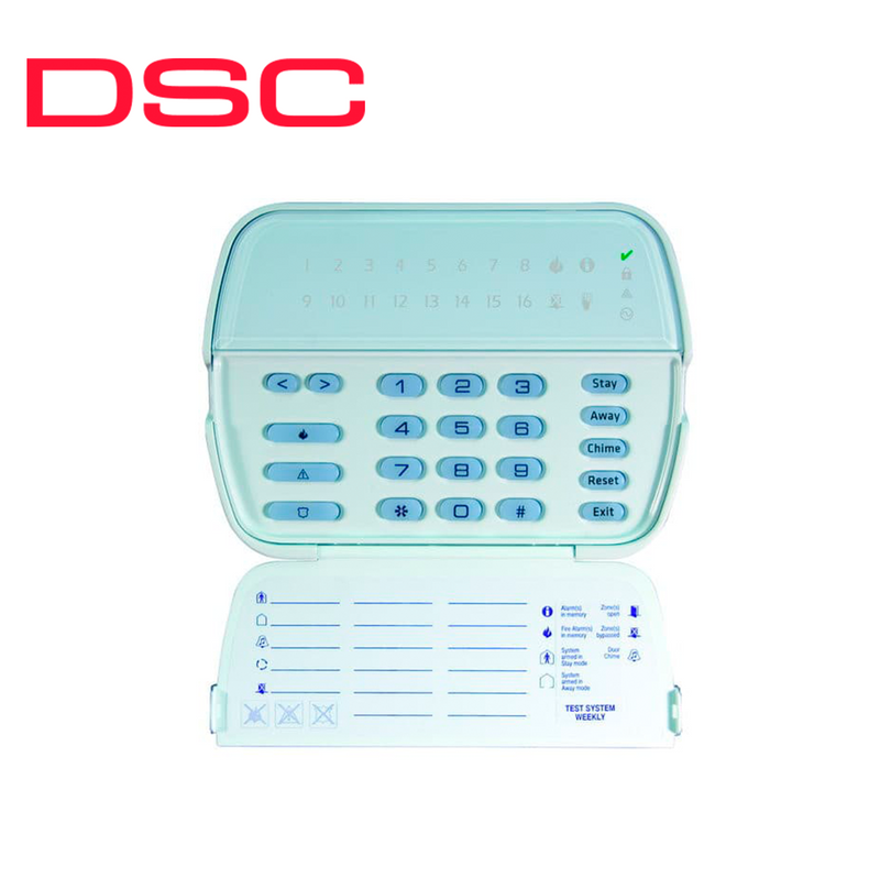 Teclado LED de 16 zonas con receptor inalámbrico integrado de 433 MHZ RFK5516 Marca: DSC