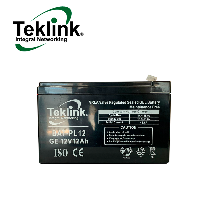 Batería de 12 voltios 12 amperios BAT-PL12 Marca: Teklink