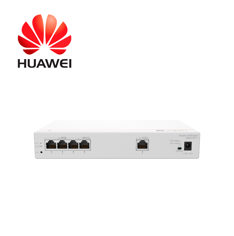 Router Multi-Servicios. APs gestionados: 32 | Capacidad de conmutación: 8 Gbps S380-L4P1T Marca: Huawei