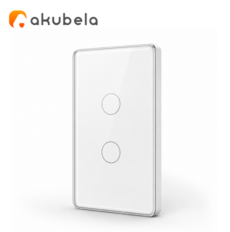 Apagador Táctil de Vidrio 2 Canales (Blanco) TYSH Marca: Akubela