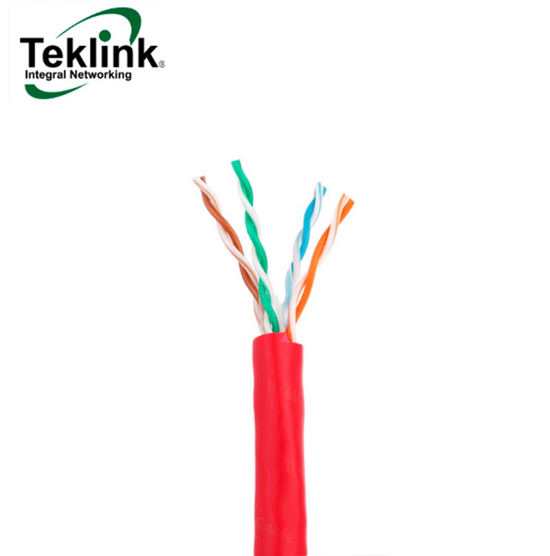 Cable UTP CAT6 para interiores 23AWG 100% cobre UL&ETL color rojo Marca: Teklink