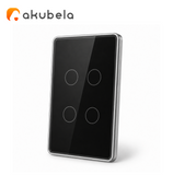 Apagador Táctil de Vidrio 4 Canales (Negro) TYSH Marca: Akubela