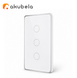 Apagador Táctil de Vidrio 3 Canales (Blanco) TYSH Marca: Akubela