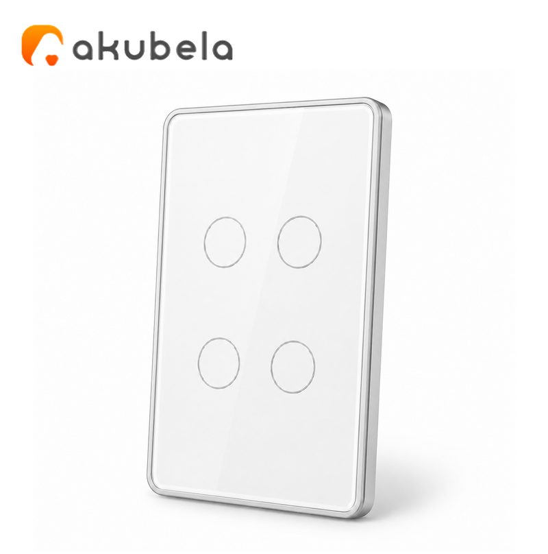 Apagador Táctil de Vidrio 4 Canales (Blanco) TYSH Marca: Akubela