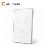 Apagador Táctil de Vidrio 4 Canales (Blanco) TYSH Marca: Akubela
