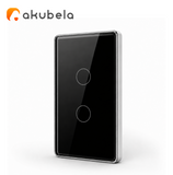 Apagador Táctil de Vidrio 2 Canales (Negro) TYSH Marca: Akubela