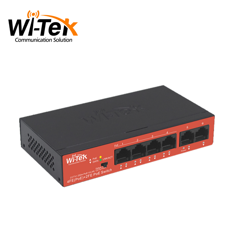 Switch POE de 4 puertos FE+2FE CCTV+WATCHDOG WI-PS205H V2 Marca: Wi-Tek