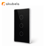 Apagador Táctil de Vidrio 3 Canales (Negro) TYSH Marca: Akubela