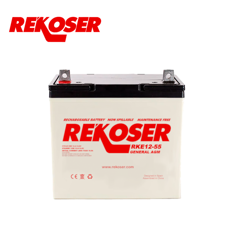 Bateria de 12 Voltios 55 amperios AGM para uso general RKE12-55 Marca: REKOSER
