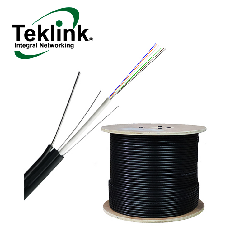 Cable fibra optica 6 hilos, FFTH DROP con tuvo de metal con mensa 1000M LSZH FIB-MM6M Marca: Teklink
