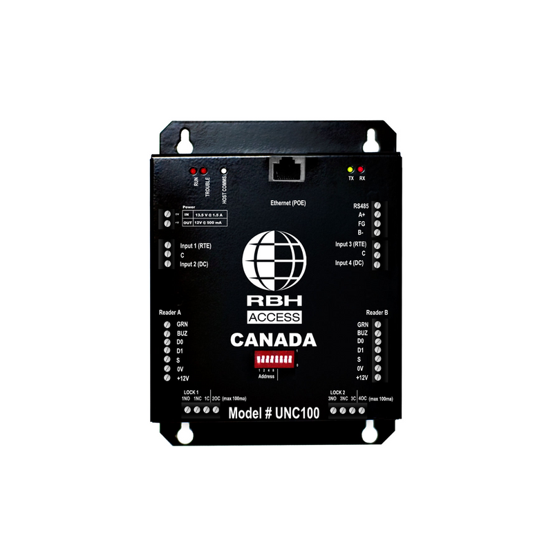 Controlador integraTM UNC100 de 2 puertas con gabinete RBH-INTUNC100-122S Marca: RBH ACCESS