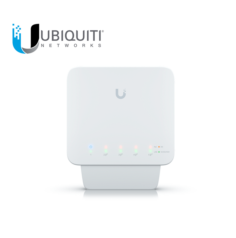 Switch UniFi FLEX para exterior IP55 de 5 puertos (1 x PoE de entrada 802.3af/at/bt y 4 PoE salida 802.3af) USW-FLEX Marca: Ubiquiti