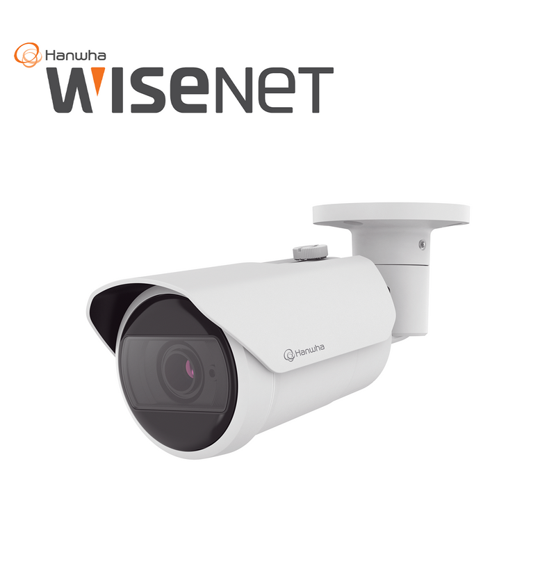 Camara Bala IP 8MP con funciones IA / Lente Motorizado 3.2 a 10.2 mm QNO-C9083R Marca: Hanwha