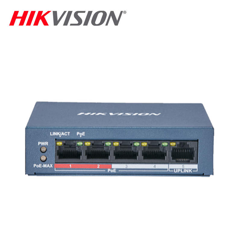 Switch de 4 puertos Ethernet no administrable, POE 35W DS-3E0105P-E/M Marca: Hikvision