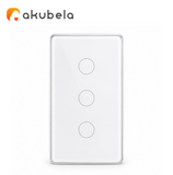 Apagador Táctil de Vidrio 3 Canales (Blanco) TYSH Marca: Akubela