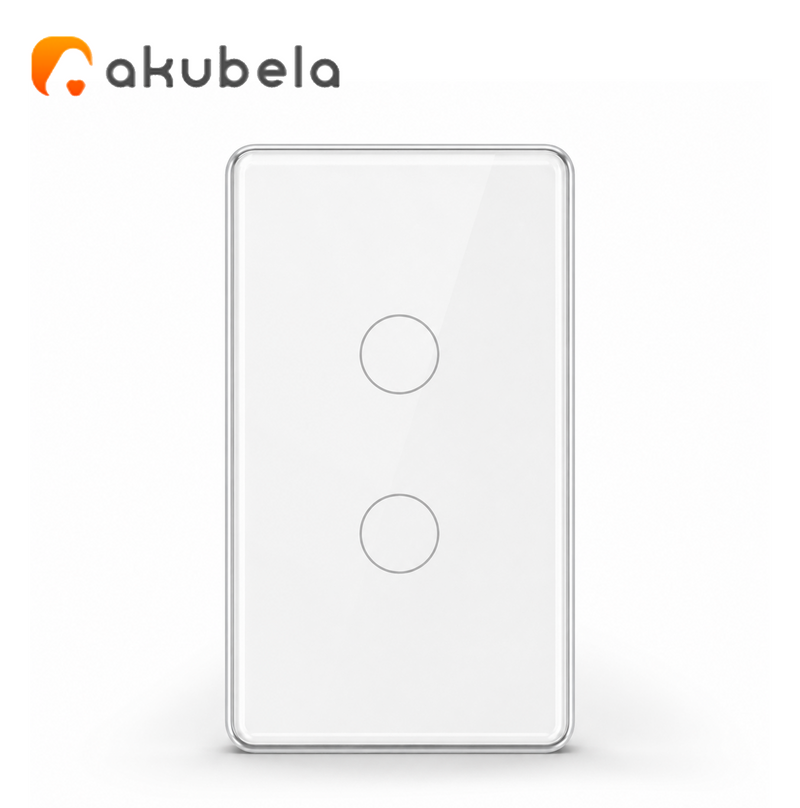 Apagador Táctil de Vidrio 2 Canales (Blanco) TYSH Marca: Akubela