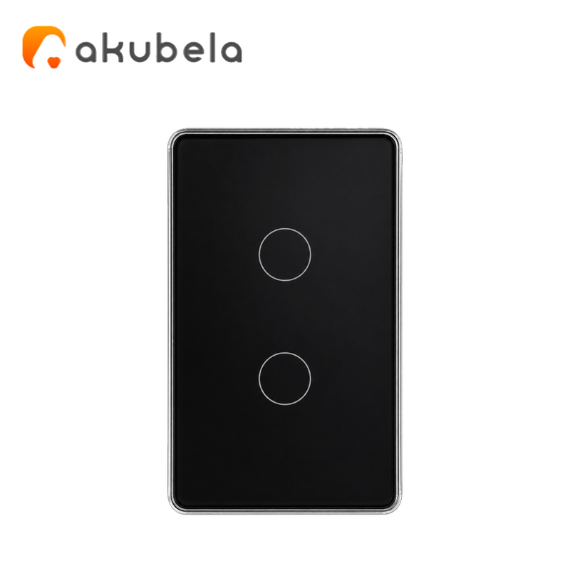 Apagador Táctil de Vidrio 2 Canales (Negro) TYSH Marca: Akubela