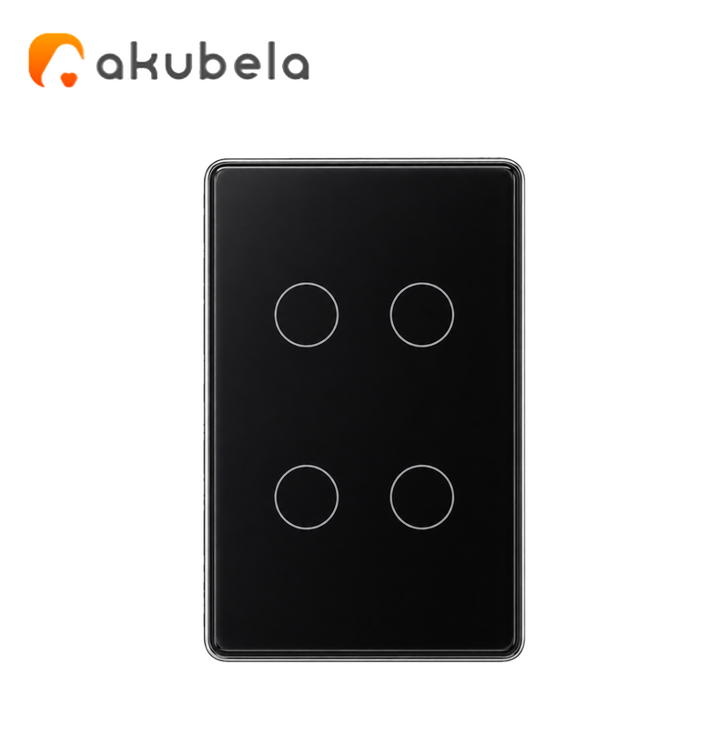 Apagador Táctil de Vidrio 4 Canales (Negro) TYSH Marca: Akubela