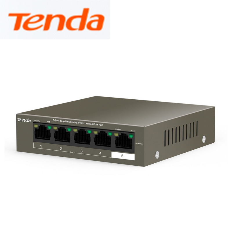 Switch 5 Puertos Negro TEG1105P-4-63W Marca: Tenda