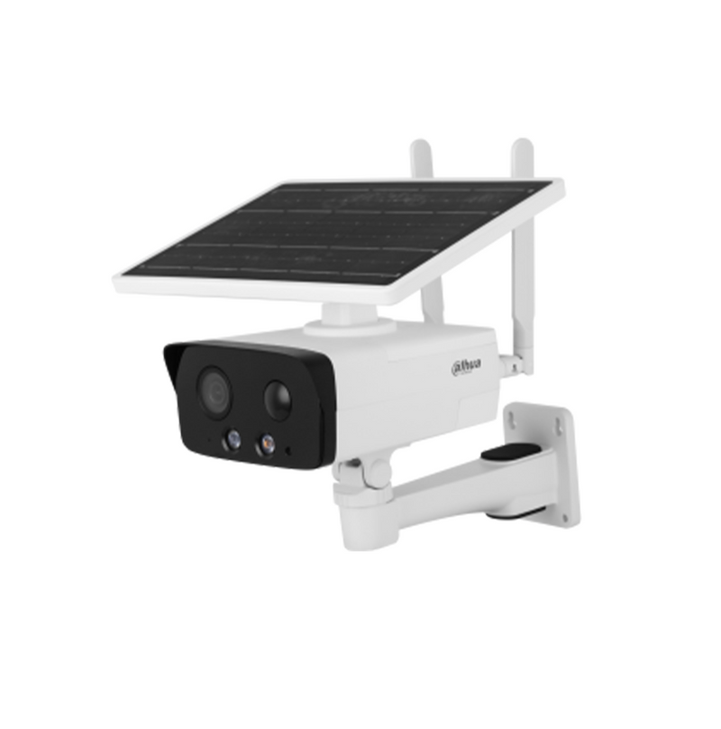 Cámara de seguridad inalámbrica con panel solar Bullet 4G de 4MP IR con focal fija Marca: Dahua