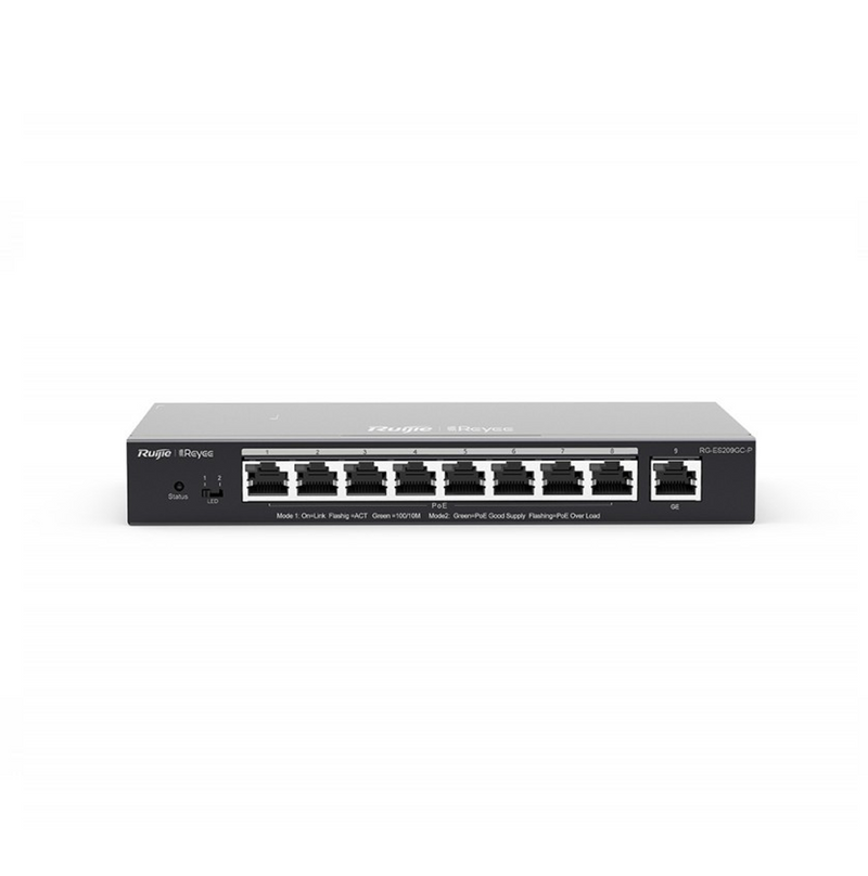 Switch POE de 8 puerto + 1 GE administrable /Vlan loop prevention remote boot 6Kv Marca: Ruijie