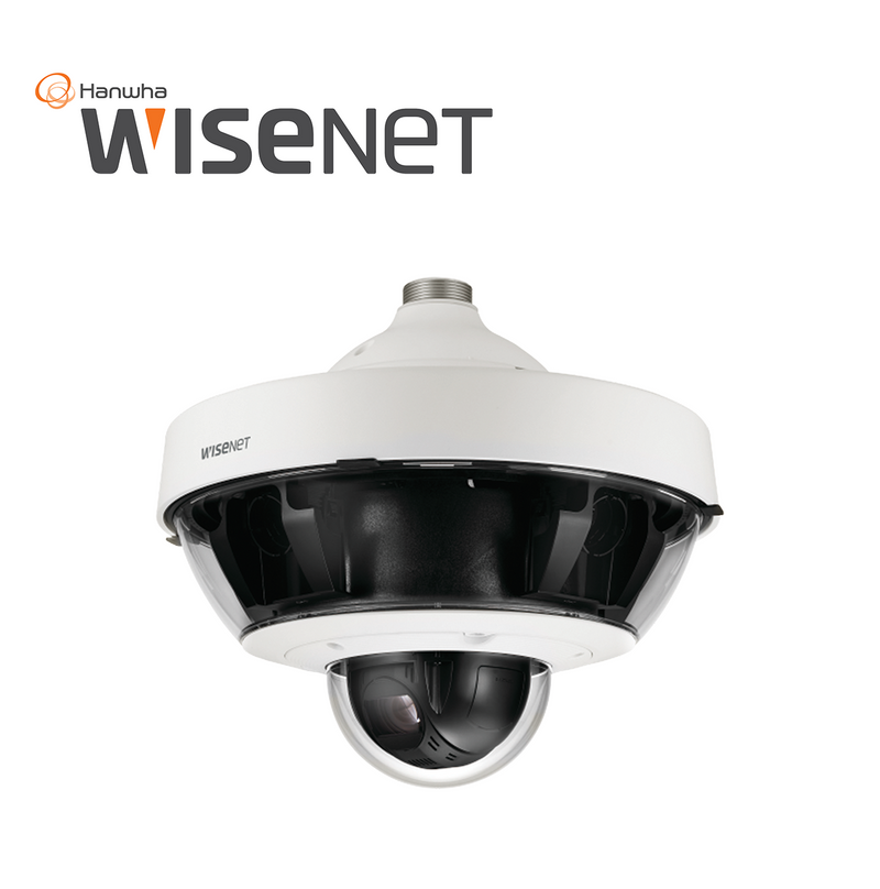 Camara IP multisensor 8-20MP (4 sensores de 2 o 5 MP) lentes intercambiables con PTZ 2 MP 32X PNM-9322VQP Marca: Hanwha